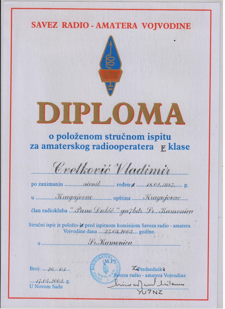 Diploma radiooperater