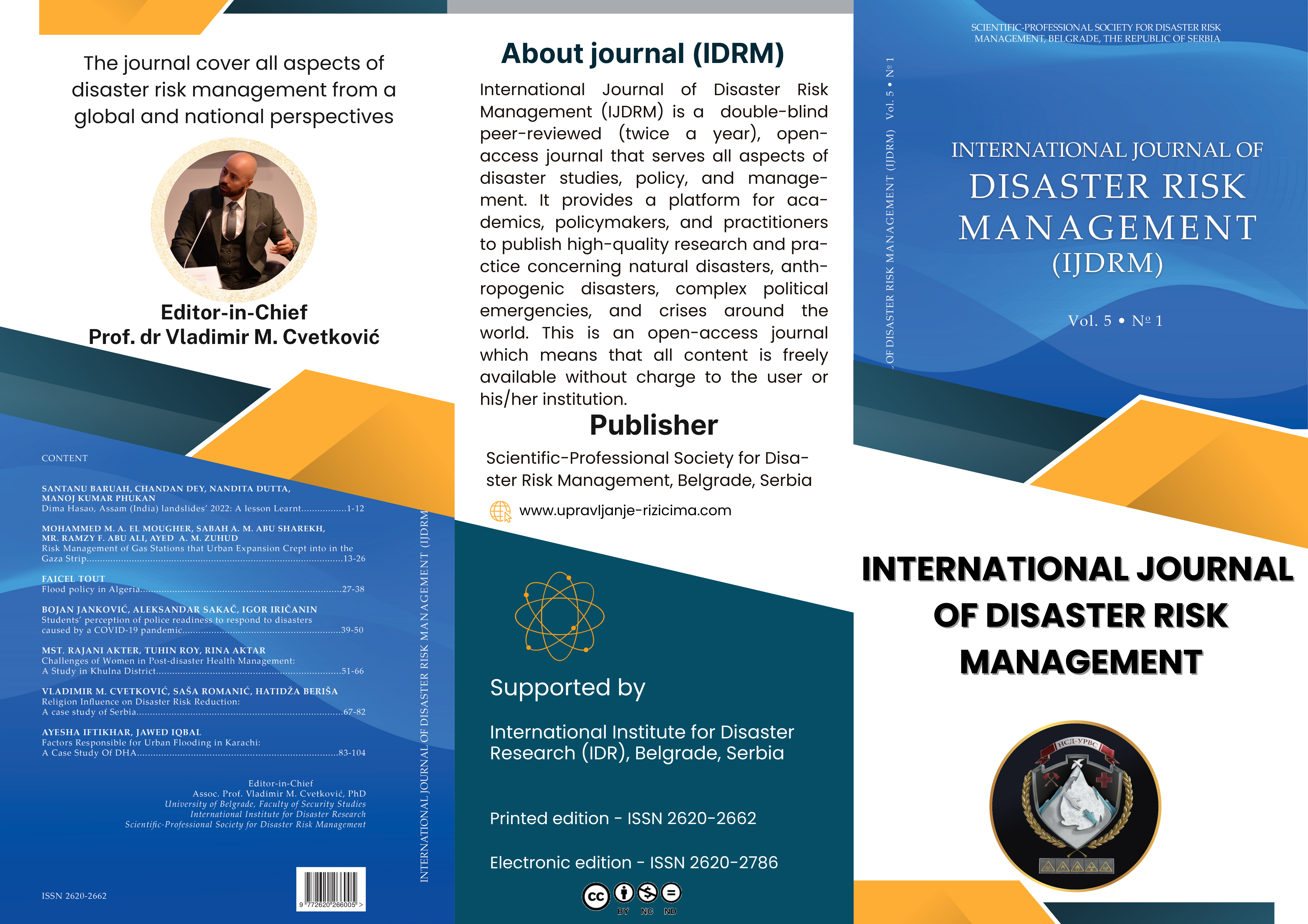 BROŠURA MEĐUNARODNOG ČASOPISA O UPRAVLJANJU RIZICIMA OD KATASTROFA (INTERNATIONAL JOURNAL OF DISASTER RISK MANAGEMENT)