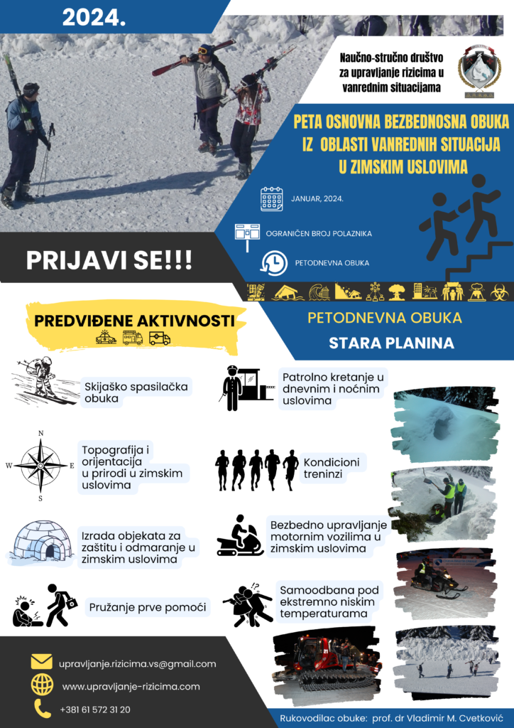 POZIV ZA PETU OSNOVNU BEZBEDNOSNU OBUKU IZ OBLASTI VANREDNIH SITUACIJA U ZIMSKIM USLOVIMA 2024. GODINE