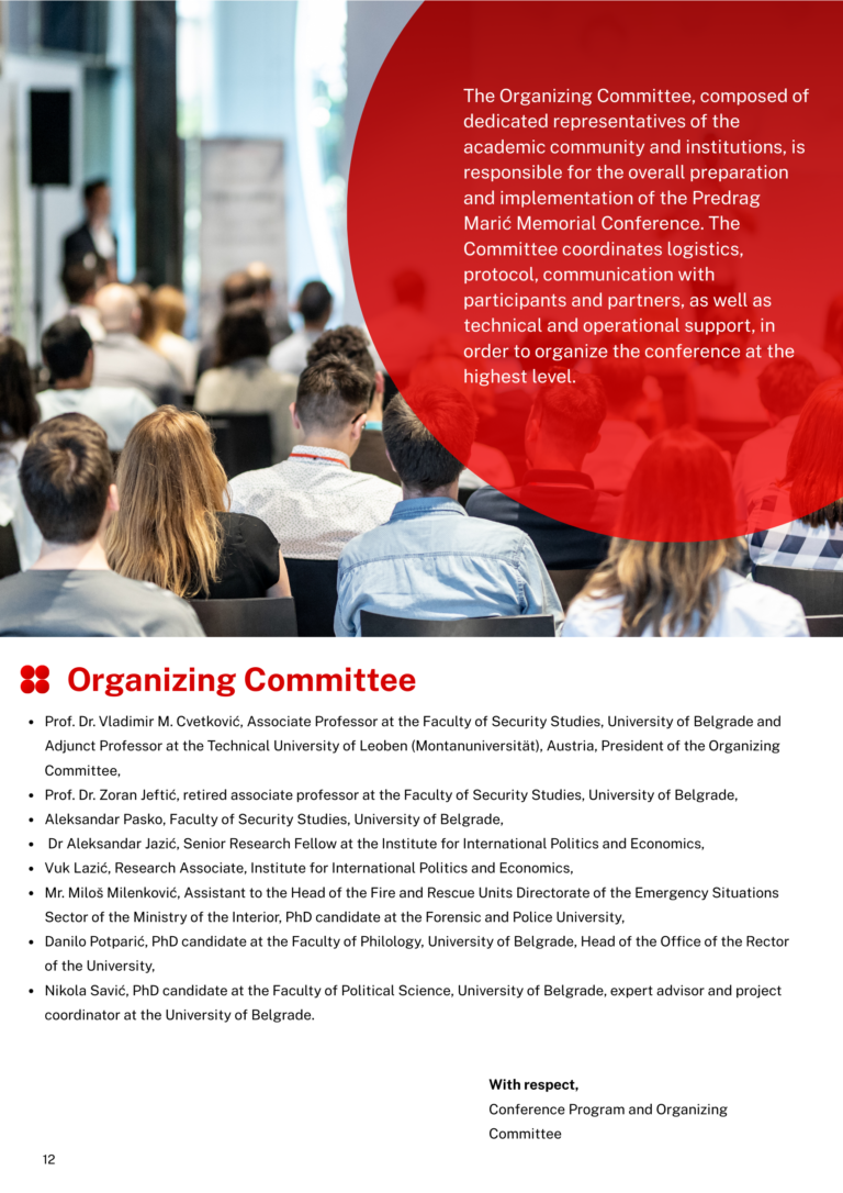 At the same time, the collection can contribute to networking institutions and individuals, the identification of priority topics for intersectoral cooperation, and the transfer of good practices from local, national, and international frameworks.
This publication will likely stimulate critical reflection on the challenges faced by communities and protection and rescue systems, and encourage the implementation of innovative, evidence-based solutions that respect the principles of prevention, responsibility, and sustainability. May this conference and its outcomes be a continuation of the idea that the best solutions are built together — at the intersection of knowledge, experience, and responsibility, in partnership between science and practice, and in the service of a safer, more resilient, and more united society.

With respect

Editor
Prof. Dr. Vladimir M. Cvetković, University of Belgrade, Faculty of Security, Belgrade, Serbia.
vmc@fb.bg.ac.rs; vladimir.cvetkovic@vmcdrm.com.
www.vmcdrm.com/