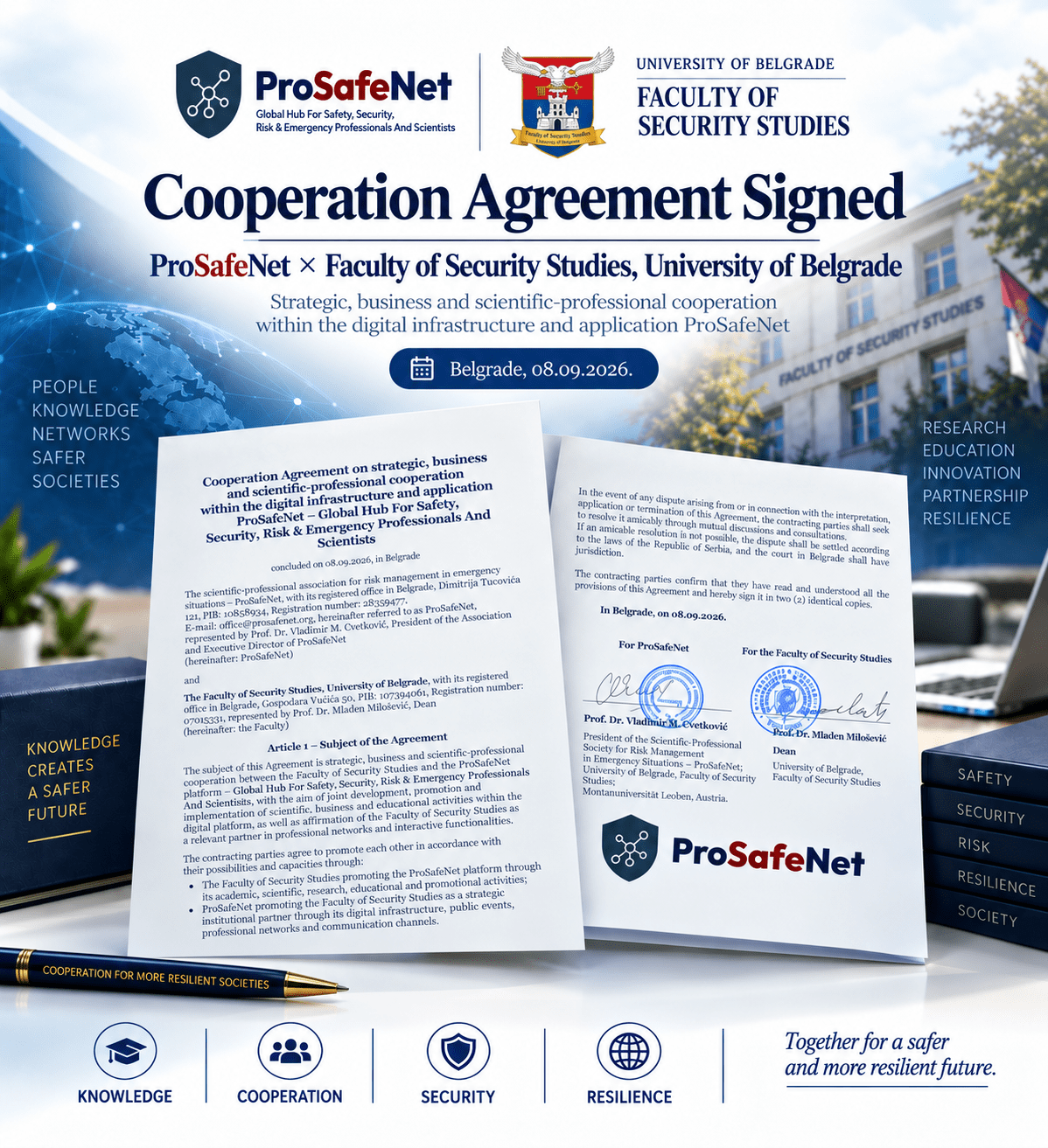 Strategic Cooperation Agreement Signed between ProSafeNet and the Faculty of Security Studies, University of Belgrade